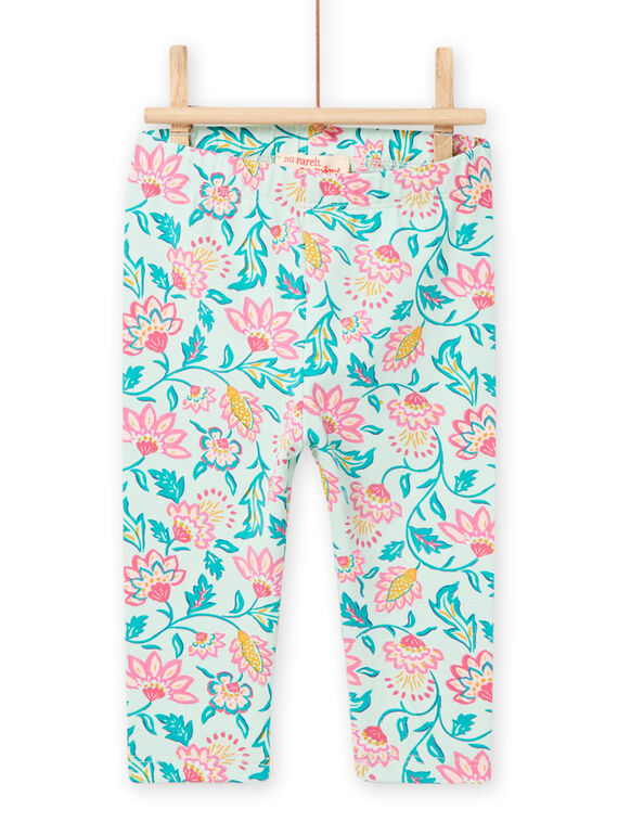 Leggings verde mandorla stampa a fiori neonata NYIGALEG / 22SI09O1CAL611