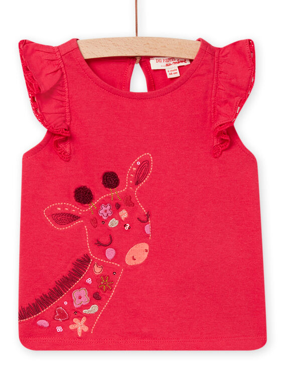 T-shirt rosa con motivo giraffa neonata NIFLATI / 22SG09R1TMCF510