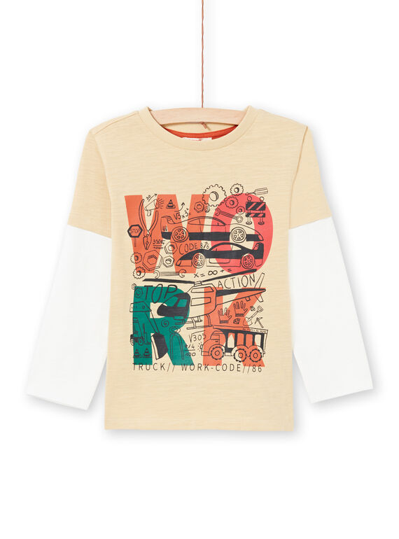 T-shirt maniche lunghe beige ed ecrù con motivi fantasia bambino MOCOTEE1 / 21W902L1TMLA006