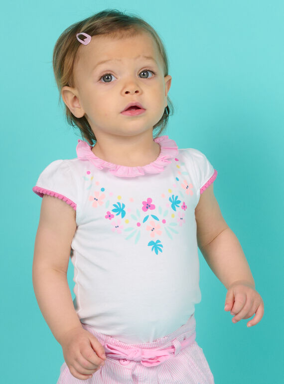 Body bianco con motivi fiori neonata NIFICBOD / 22SG09U1BOD000