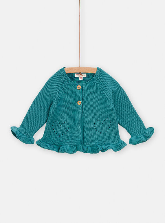 Cardigan in maglia turchese neonata TIPOCAR2 / 24SG09M2CARC235