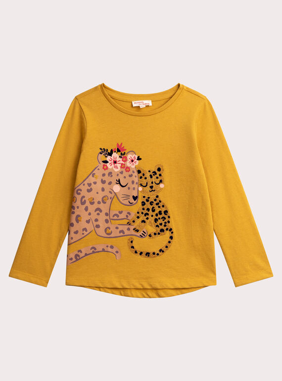 T-shirt animazione leopardo con paillettes per ragazza  VABATEE1 / 24W901Q2TMLB106