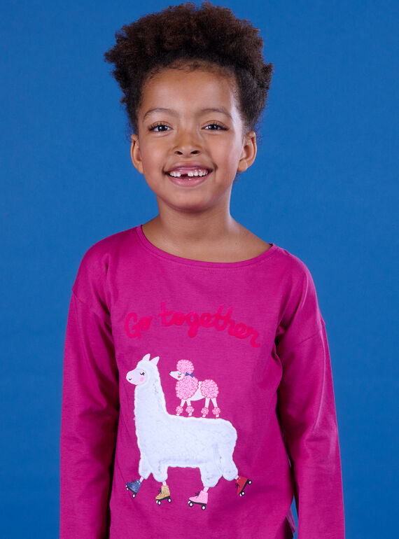 T-shirt maniche lunghe con stampa lama e cane PAMUTEE2 / 22W901R2TMLD312