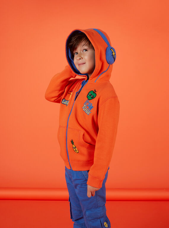 Cardigan bambino caldo all’interno arancione JOVIGIL / 20S902D1GIL406