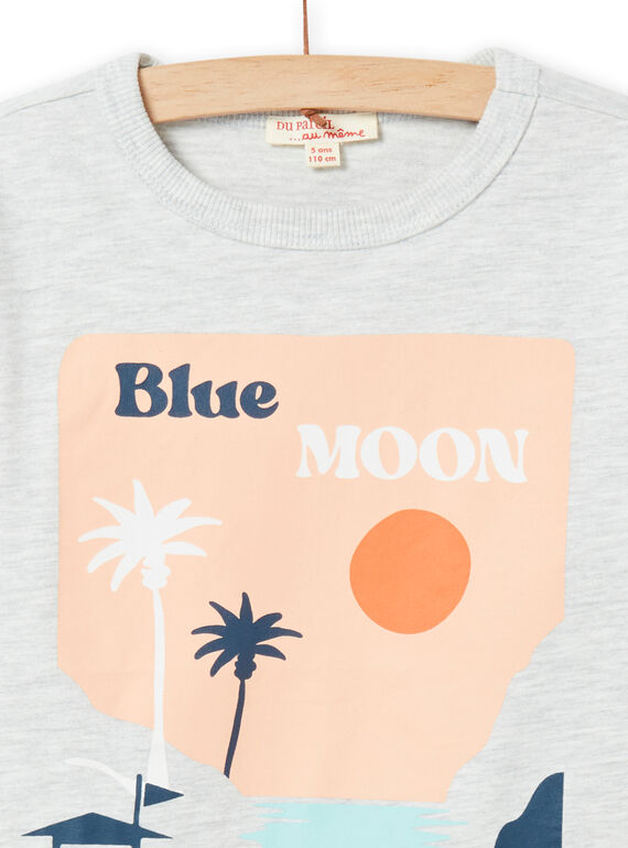 T-shirt grigio melange motivo spiaggia bambino NOMOTEE / 22S902N1TMLJ920