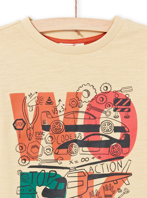 T-shirt maniche lunghe beige ed ecrù con motivi fantasia bambino MOCOTEE1 / 21W902L1TMLA006