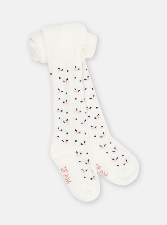 Collant ecrù con motivi a fiori neonata SYIJOCOL1 / 23WI09M6COL001