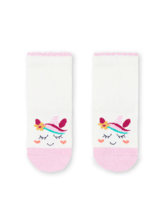 Calze ecrù e rosa con motivi unicorni neonata MYITUSOQ / 21WI09K1SOQ001
