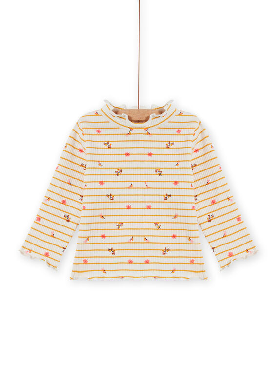 Dolcevita a costine a righe e stampa a fiori neonata MISAUSOUP / 21WG09P1SPL001