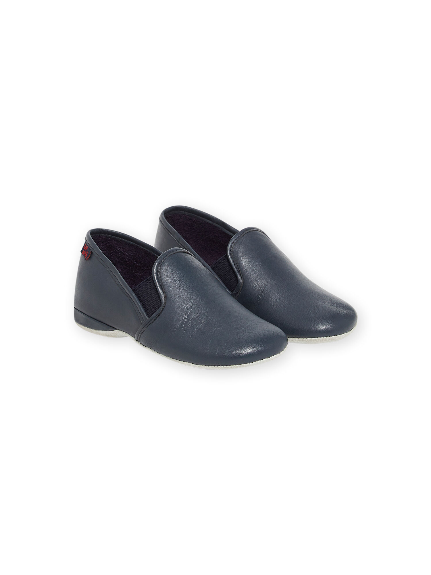 Pantofole in pelle navy bambino acquisto online Babbucce DPAM