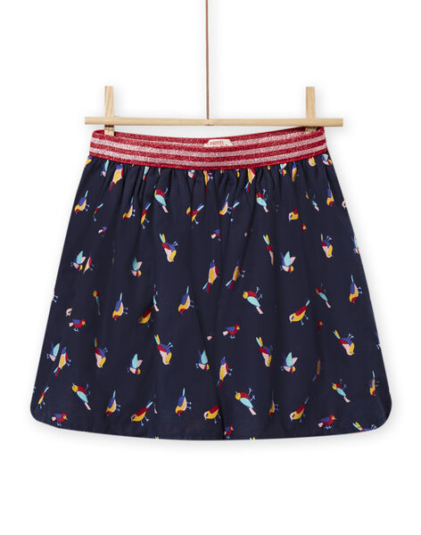 Gonna double face navy con stampa a fiori e uccello bambina NALUJUP1 / 22S901P1JUP070