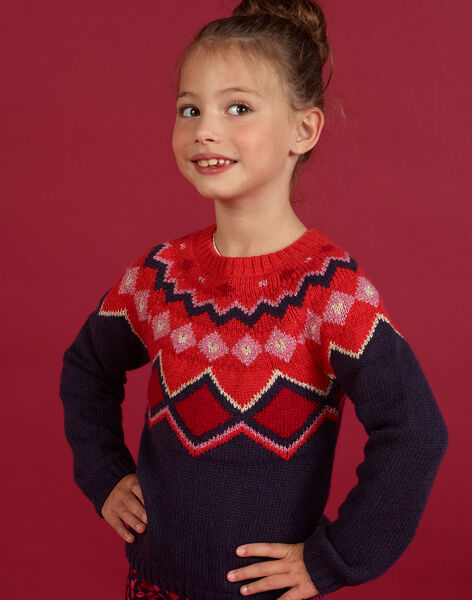 maglia motivo jacquard colorata bambina maglia felpa cardigan enfant dpam
