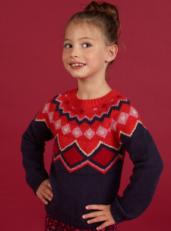Maglia motivo jacquard colorata bambina MAFUNPULL1 / 21W901M2PULH703