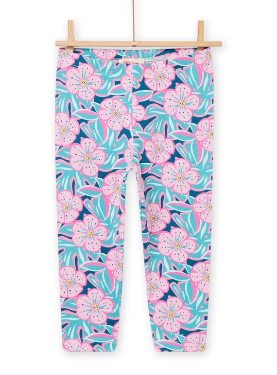 Leggings blu e rosa con stampa a fiori bambina NYAFICLEG / 22SI01U1CAL715