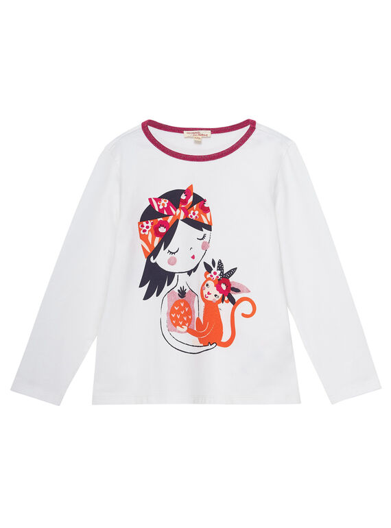 T-shirt ecrù con stampa bambina e scimmietta JAVITEE1 / 20S901D2TML001