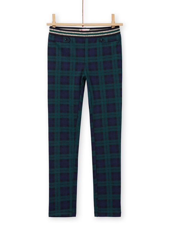 Pantalon milano blu e verdi con stampa tartan bambina MAJOMIL3 / 21W90113PANC243
