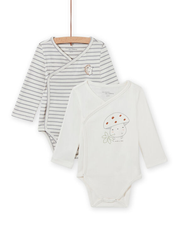 Set 2 body incrociati maniche lunghe motivo fungo nascita unisex MOU2BOD1 / 21WF03D1BOD001