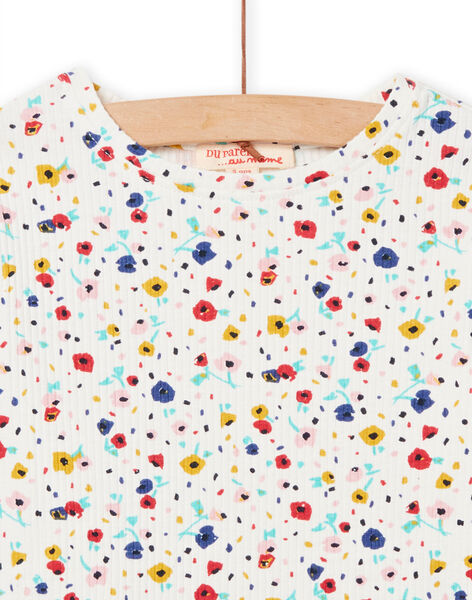 T-shirt morbida ecrù con stampa a fiori bambina NAJOTEE5 / 22S90173TML001