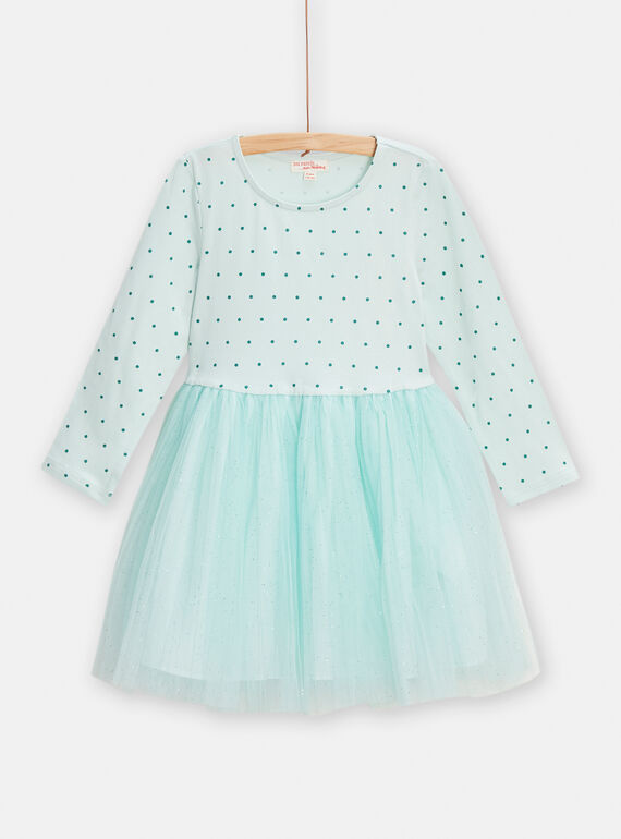 Abito bimateriale verde acqua bambina TAJAROB3 / 24S90114ROB614