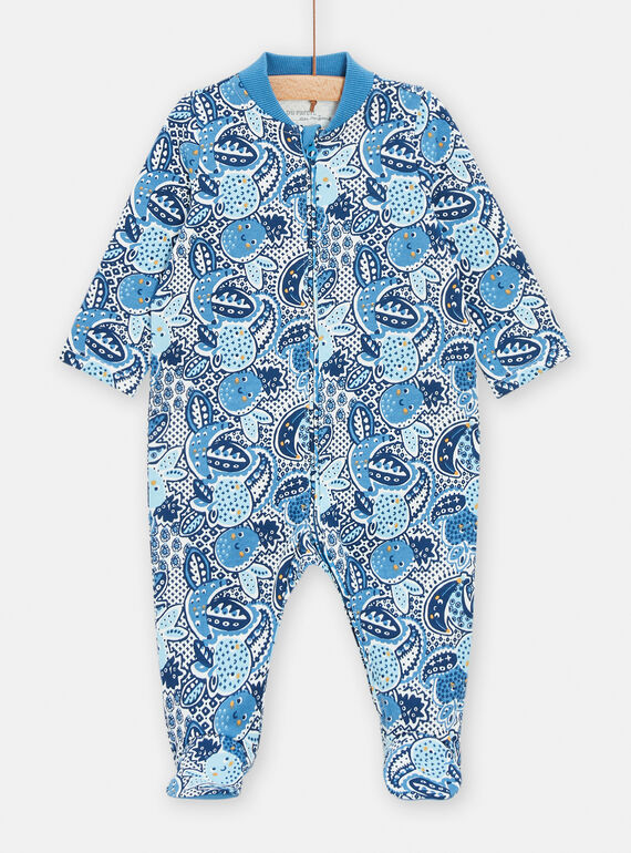 Tutina blu con stampa cashmere neonato TEGAGREAOP / 24SH1441GRE003