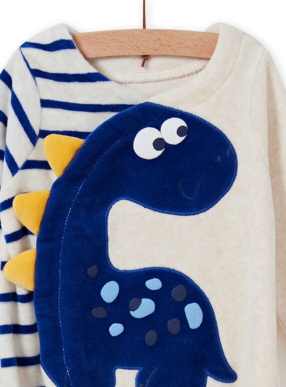 Tutina ecrù melange motivo dinosauro neonato MEGAGRENOS / 21WH1485GRE006