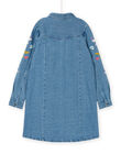 Abito in jeans blu con ricami a fiori sulle maniche RAMAGROB3 / 23S901T2ROBP272
