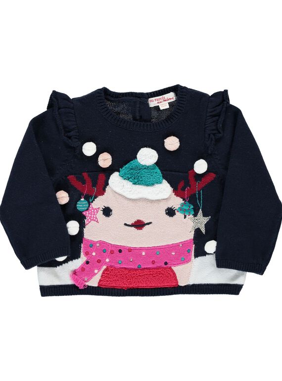 Baby girls' Christmas sweater DICRAPUL2 / 18WG09R2PUL070
