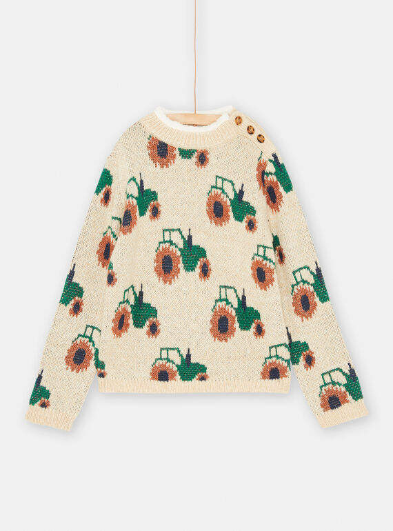 Maglia crema con stampa trattore bambino SOKHOPUL / 23W902Q1PULA002
