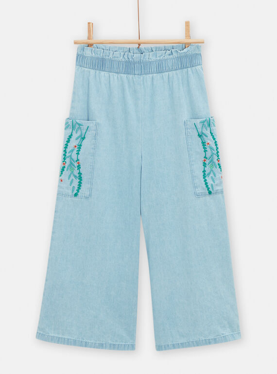 Pantaloni larghi azzurri bambina TACOPANT / 24S901N1PANP272