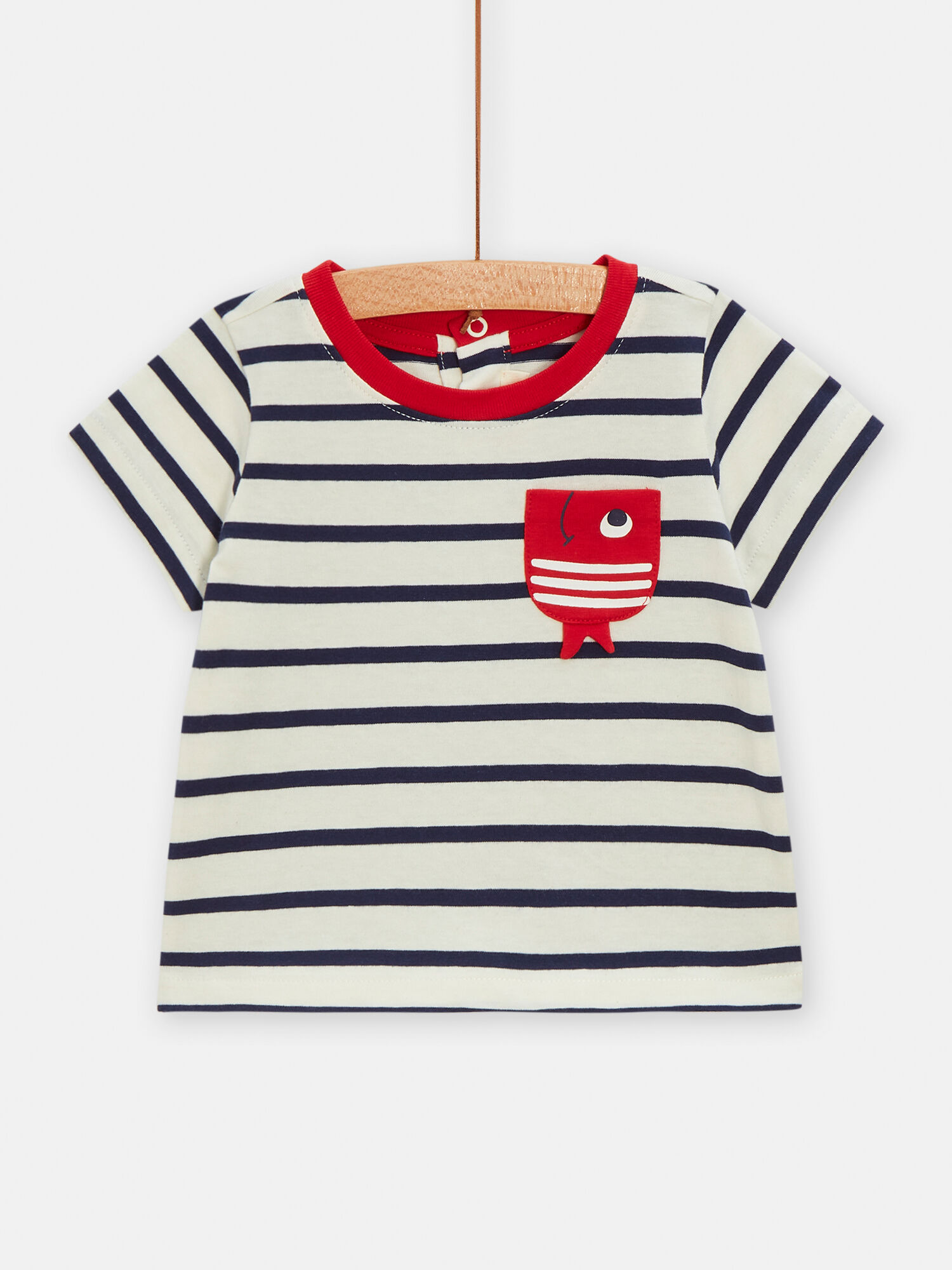T shirt ecru a righe con motivo pesce neonato acquisto online T shirt DPAM