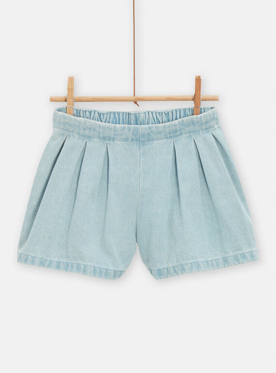 Shorts plissé azzurro in denim bambina TACLUSHORT1 / 24S901O2SHOP272