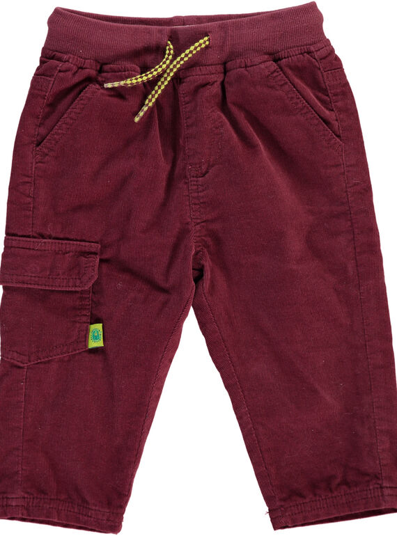 Baby boys' burgundy velour trousers DUJOPAN8 / 18WG10J2PAN503