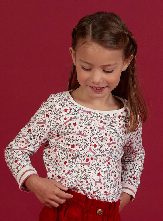 T-shirt double face stampa fantasia e a righe bambina MAFUNTEE1 / 21W901M1TML001