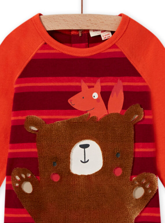 T-shirt corallo, rosso e marrone con motivo orsetto neonato MUFUNTEE2 / 21WG10M1TML504