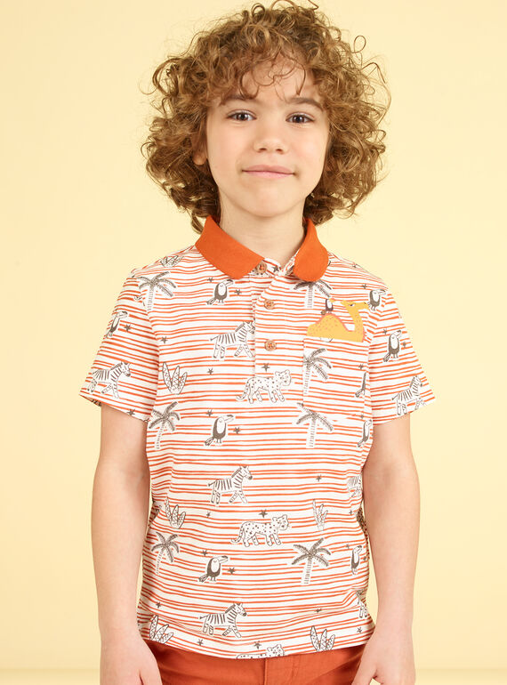 Polo ecrù maniche corte bambino LOTERPOL / 21S902V1POL001