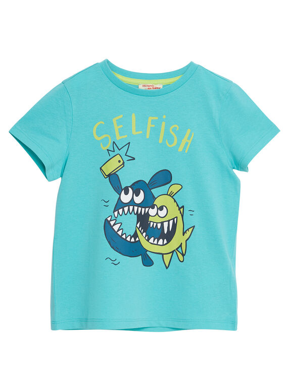 T-shirt bambino maniche corte turchese selfie pesci JOJOTI7 / 20S902T2D31204