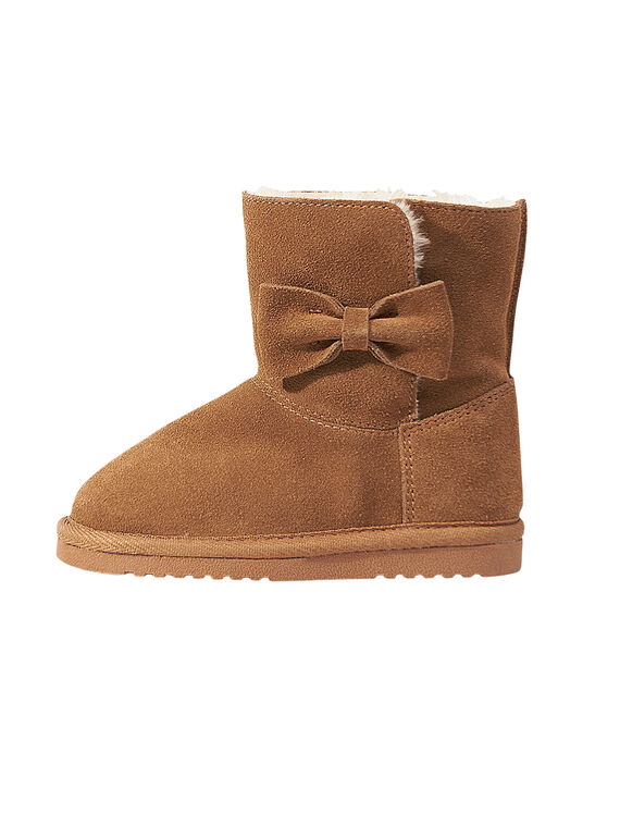 Stivali caldi crosta di pelle cammello bambina GFBOTTEPAU / 19WK35Y4D10804