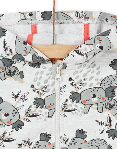 Felpa con cappuccio grigia ed ecrù con stampa koala neonato LUPOEGIL / 21SG10Y1GILA011
