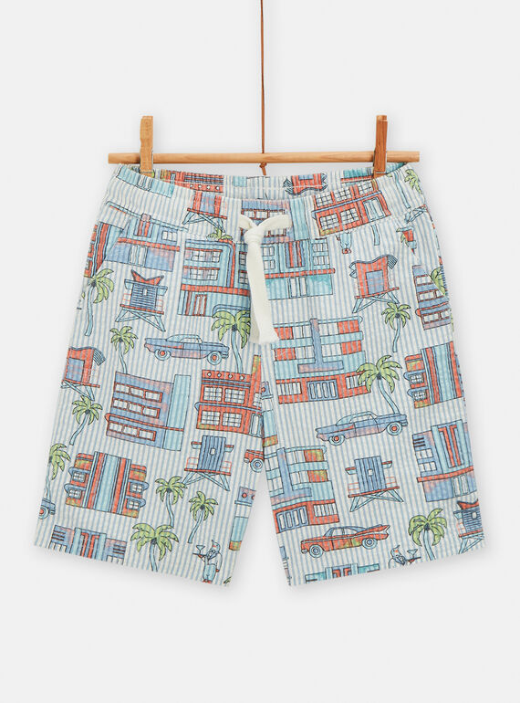 Bermuda blu e bianchi con stampa città e a righe bambino TORYBER1 / 24S902U1BER000