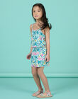 Tuta corta con stampa tropicale blu bambina NAPLACOMB2 / 22S901K2CBL219