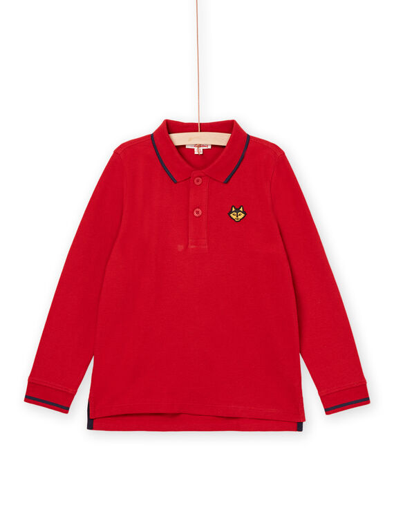 Polo rossa con motivo testa di lupo ricamata POJOPOL4 / 22W902D3POL505