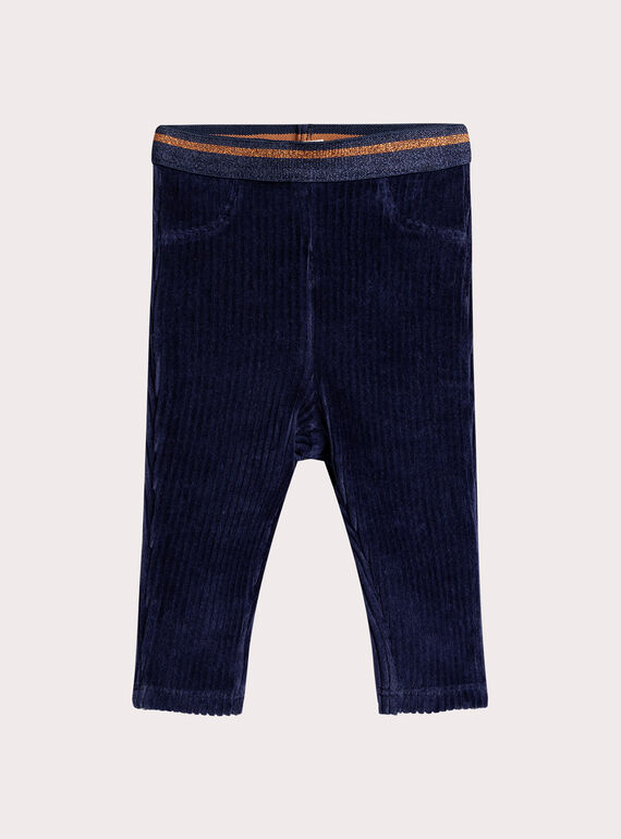 Pantaloni blu mezzanotte in velluto per bambina  VIROPAN2 / 24WG09P2PAN070