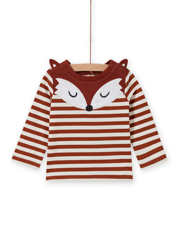 T-shirt a righe con motivo volpe bambino MUSAUTEE1 / 21WG10P1TMLI803