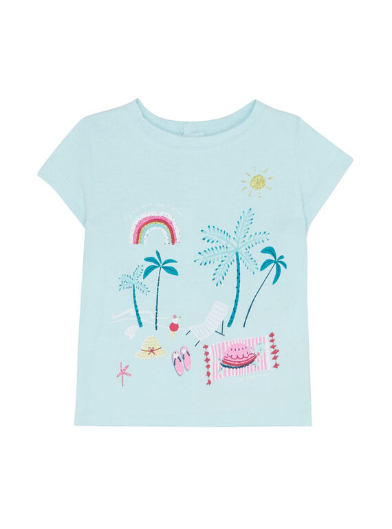 T-shirt maniche corte blu ghiaccio neonata JIQUATI / 20SG09R1TMC219