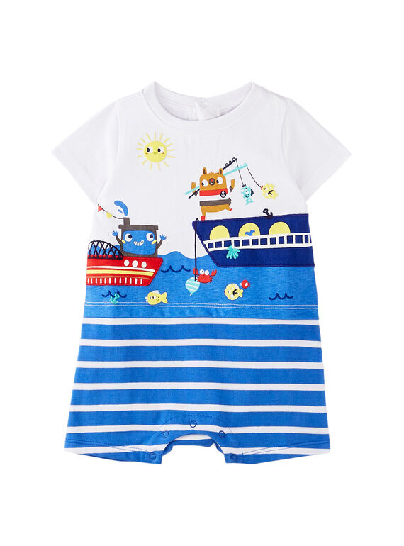 Tutina corta neonato bianca e blu JEGAGREMER / 20SH14U4GRE000