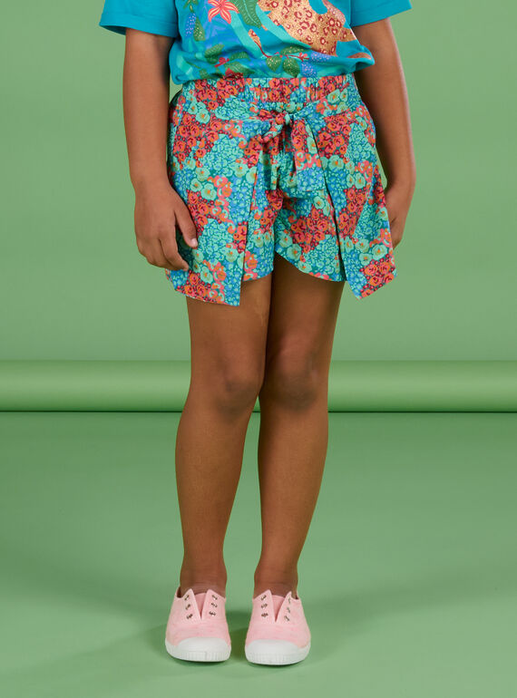 Shorts taglio morbido petrolio con stampa fiori RABALSHORT2 / 23S901W2SHO714