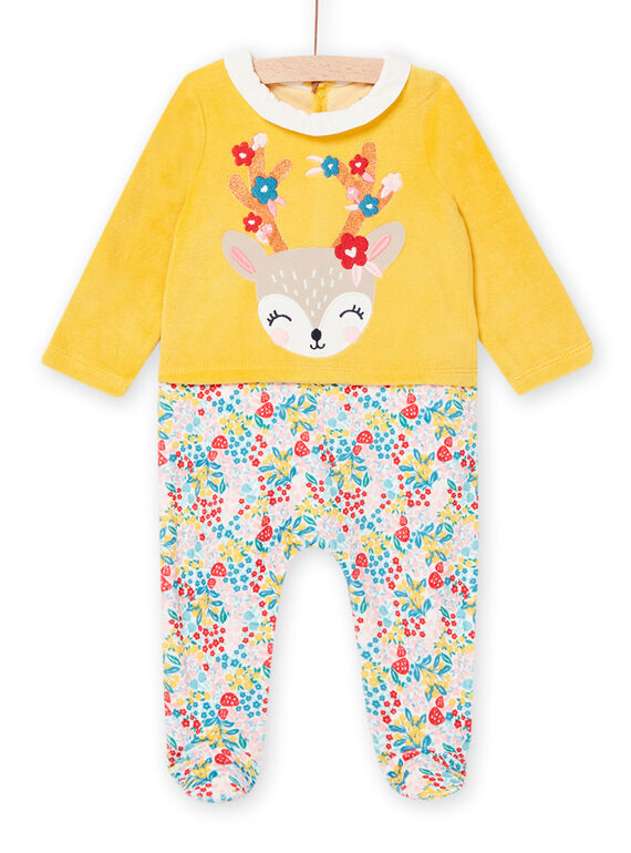 Tutina in velluto senape e stampa a fiori neonata MEFIGRECER / 21WH1391GRE010