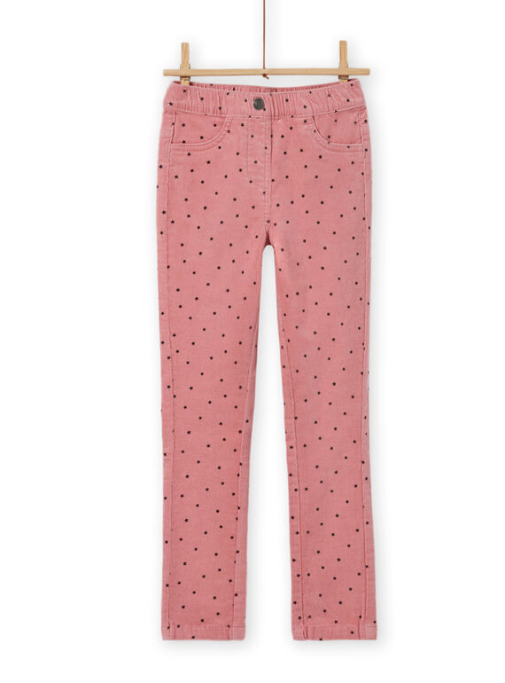 Pantaloni in velluto a costine rosa a pois bambina MAJOVEJEG3 / 21W901N3PANH700