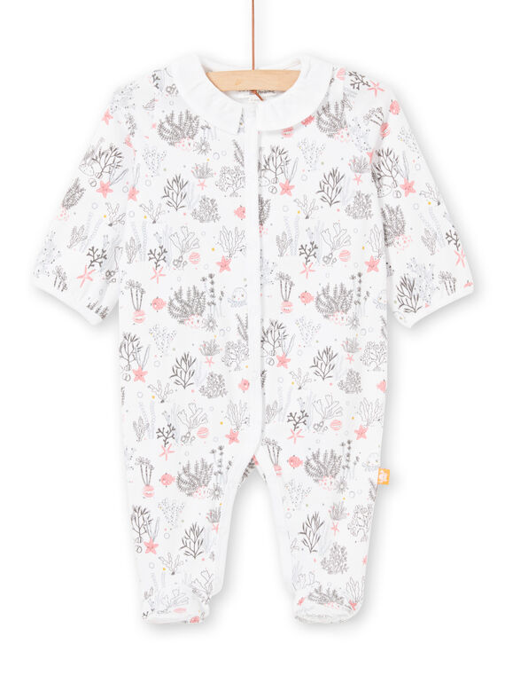 Tutina bianca con stampa fondo marino nascita bambina LOU2GRE1 / 21SF03I1GRE000