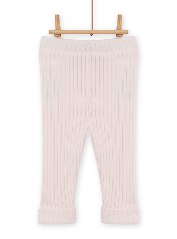 Leggings tinta unita rosa chiaro a costine neonata MYIJOLEGCO2 / 21WI0913CAL632
